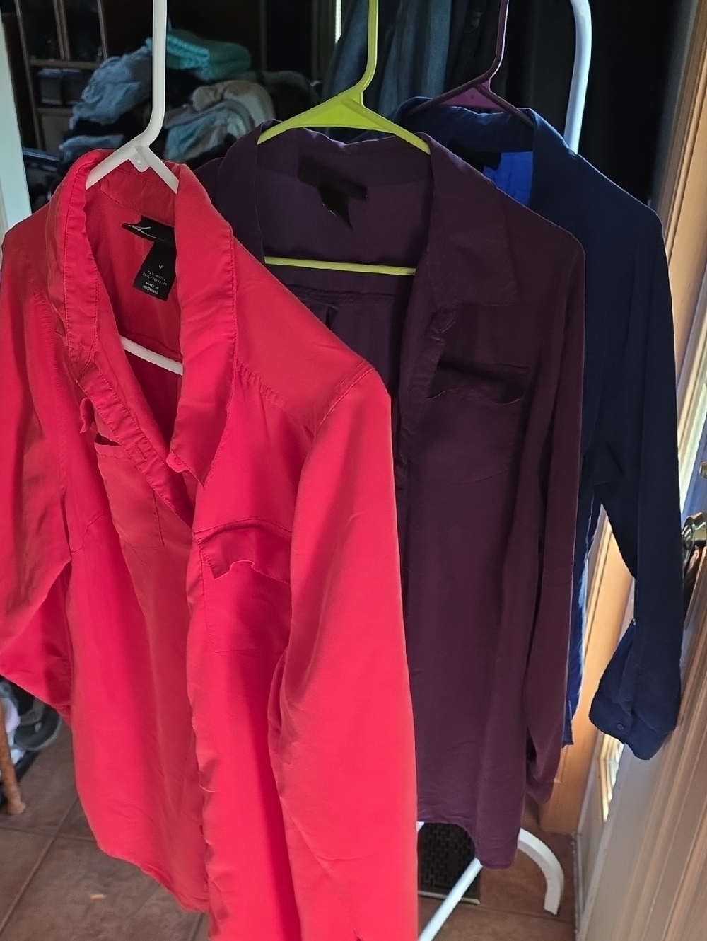 3 LANE BRYANT BUTTON UP BLOUSES. SOFT FLOWY MATERIAL.
